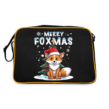 Cute fox celebrating Christmas in the snow - Retro Bag - black/gold - Back