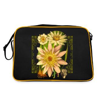 Art Nouveau Water Lily Vintage Lotus Flower Illustration - Retro Bag - black/gold - Back