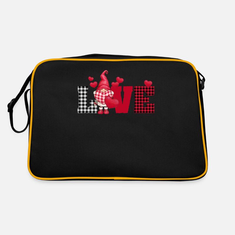 Love Gnome Plaid Valentine's Day Matching Pair Gnome Retro Bag