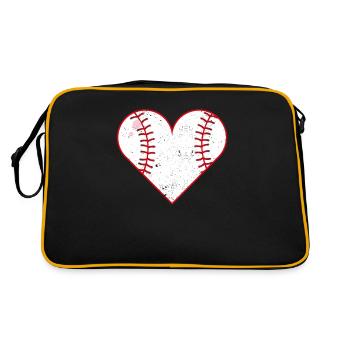 Baseball Herz Valentinstag Lustige Paare Passende - Retro Tasche - Schwarz/Gold - Hinten