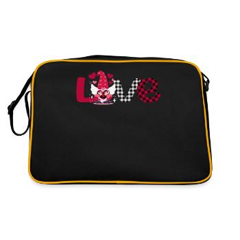 Liebe Gnome Plaid Valentinstag passende Paar Gnome - Retro Tasche - Schwarz/Gold - Hinten