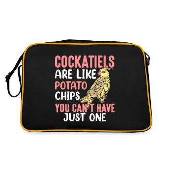 Cockatiels Are Like Potato Chips Bird Avian Parrot - Retro Bag - black/gold - Back