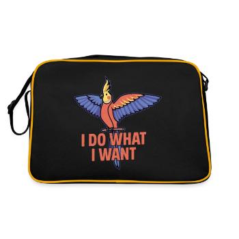 I Do What I Want Parrot Owner Bird Avian - Retro Bag - black/gold - Back