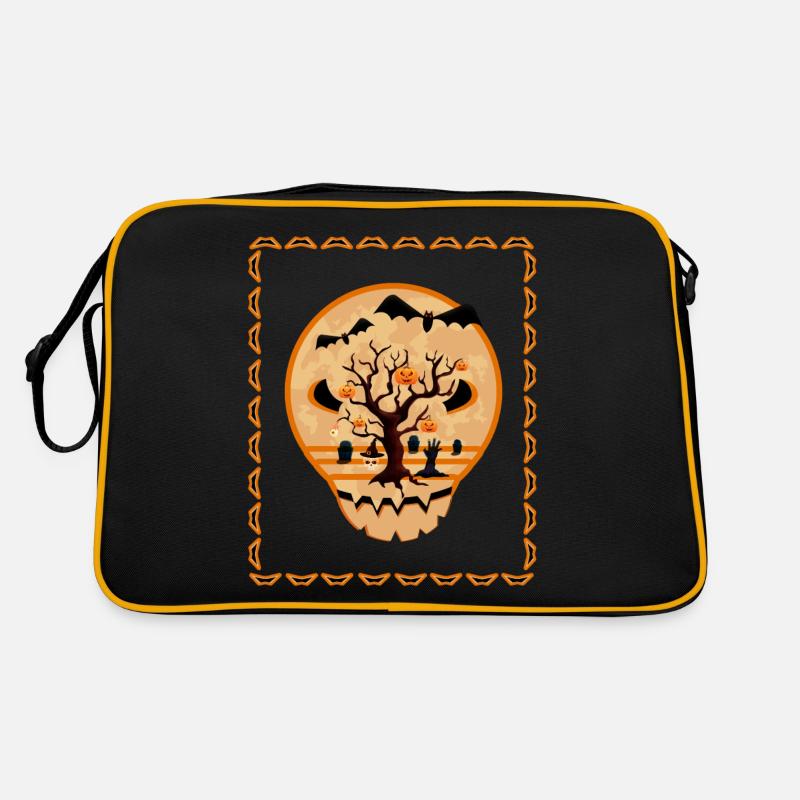Illustration Happy Spooky Halloween Ghost Skull Retro Tasche