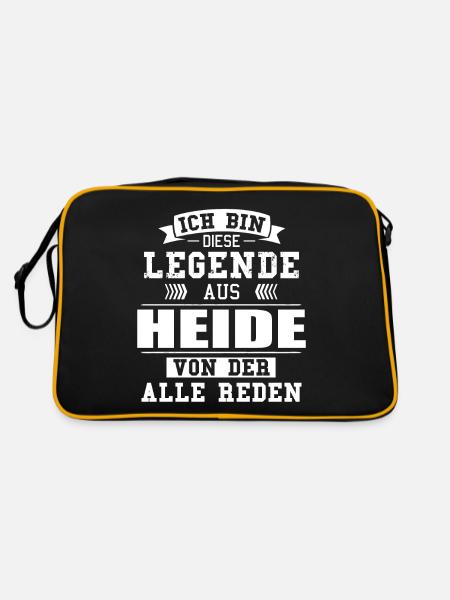 Stadt Heide Deutschland Legende Spruch - Retro Tasche - Schwarz/Gold - Hinten