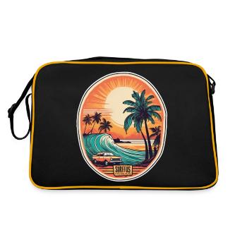 Surfing Beach Palm Tree Sunshine Holidays - Retro Bag - black/gold - Back