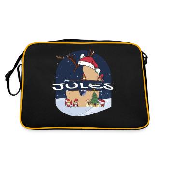 Awesome Jules Name w Santa Hat in Xmas Theme - Retro Bag - black/gold - Back