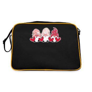 Trois nains coeur joyeux Saint Valentin coeurs Gnome - Sac Retro - noir/or - Dos