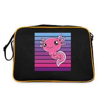 Süßes Axolotl Lustiges Axolotl - Retro Tasche - Schwarz/Gold - Hinten