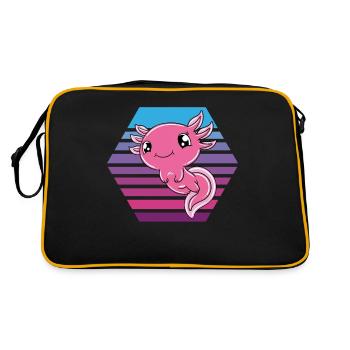 Süßes Axolotl Lustiges Axolotl - Retro Tasche - Schwarz/Gold - Hinten