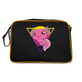 Süßes Axolotl Lustiges Axolotl - Retro Tasche - Schwarz/Gold - Hinten