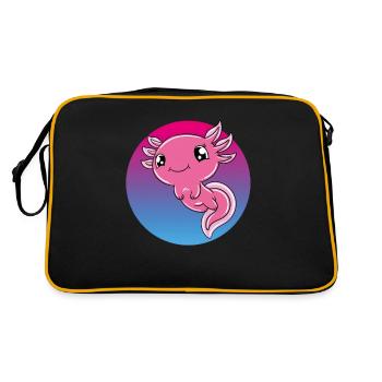 Süßes Axolotl Lustiges Axolotl - Retro Tasche - Schwarz/Gold - Hinten