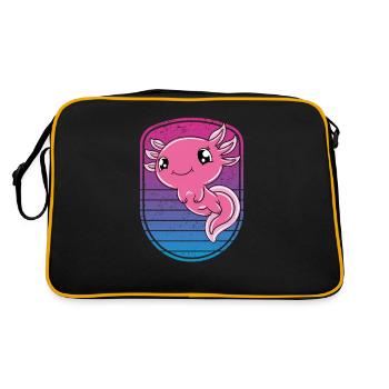 Süßes Axolotl Lustiges Axolotl - Retro Tasche - Schwarz/Gold - Hinten
