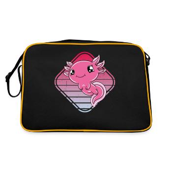 Süßes Axolotl Lustiges Axolotl - Retro Tasche - Schwarz/Gold - Hinten