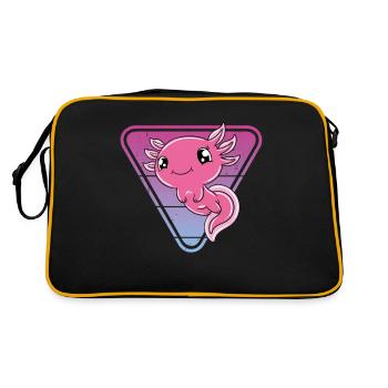 Süßes Axolotl Lustiges Axolotl - Retro Tasche - Schwarz/Gold - Hinten