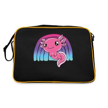 Süßes Axolotl Lustiges Axolotl - Retro Tasche - Schwarz/Gold - Hinten