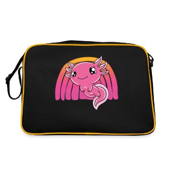 Süßes Axolotl Lustiges Axolotl - Retro Tasche - Schwarz/Gold - Hinten