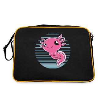 Süßes Axolotl Lustiges Axolotl - Retro Tasche - Schwarz/Gold - Hinten