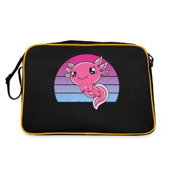 Süßes Axolotl Lustiges Axolotl - Retro Tasche - Schwarz/Gold - Hinten