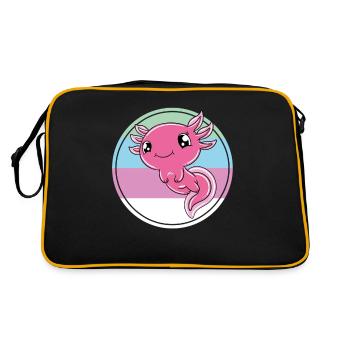 Süßes Axolotl Lustiges Axolotl - Retro Tasche - Schwarz/Gold - Hinten