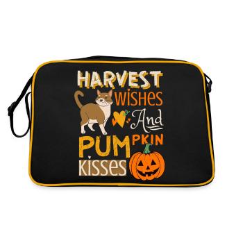 Récolte d’automne avec citrouille et chat rigolo - Sac Retro - noir/or - Dos