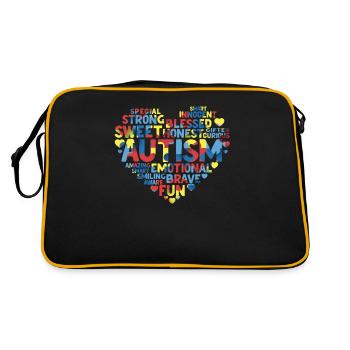 Different Autism Awareness Heart - Retro Bag - black/gold - Back