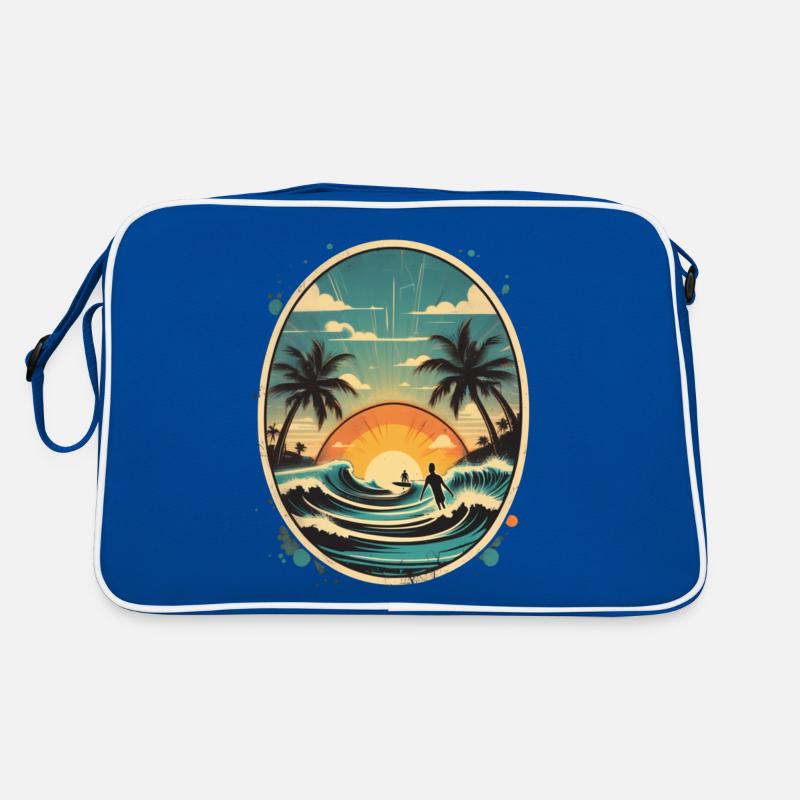 Surfing Beach Palm Tree Sunshine Holidays Retro Bag