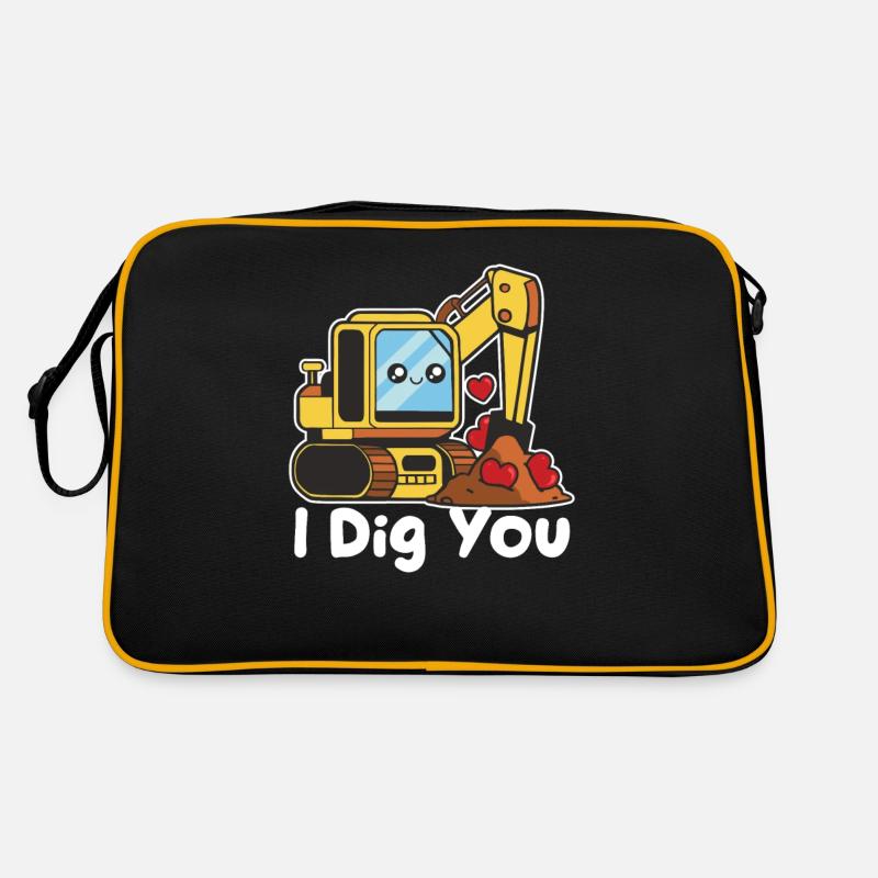 Ich mag dich Bagger Bulldozer Kran lustig Valentin Retro Tasche