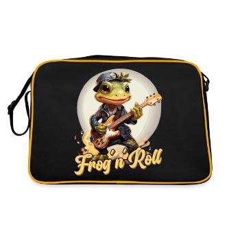 Funny frog with guitar, saying - Retro Bag - black/gold - Back