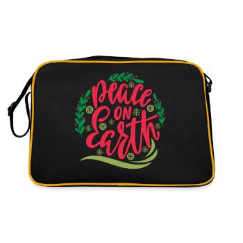 Paix sur la terre typographie, gui de Noël - Sac Retro - noir/or - Dos