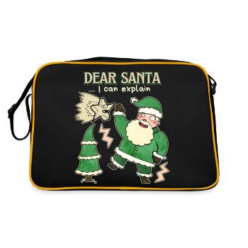 Santa Claus, Weihnachtsmann lustiger Spruch Comic - Retro Tasche - Schwarz/Gold - Hinten