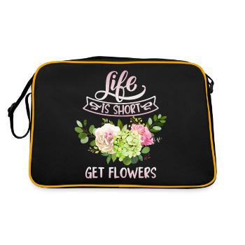 Flowers funny saying with roses illustration - Retro Bag - black/gold - Back