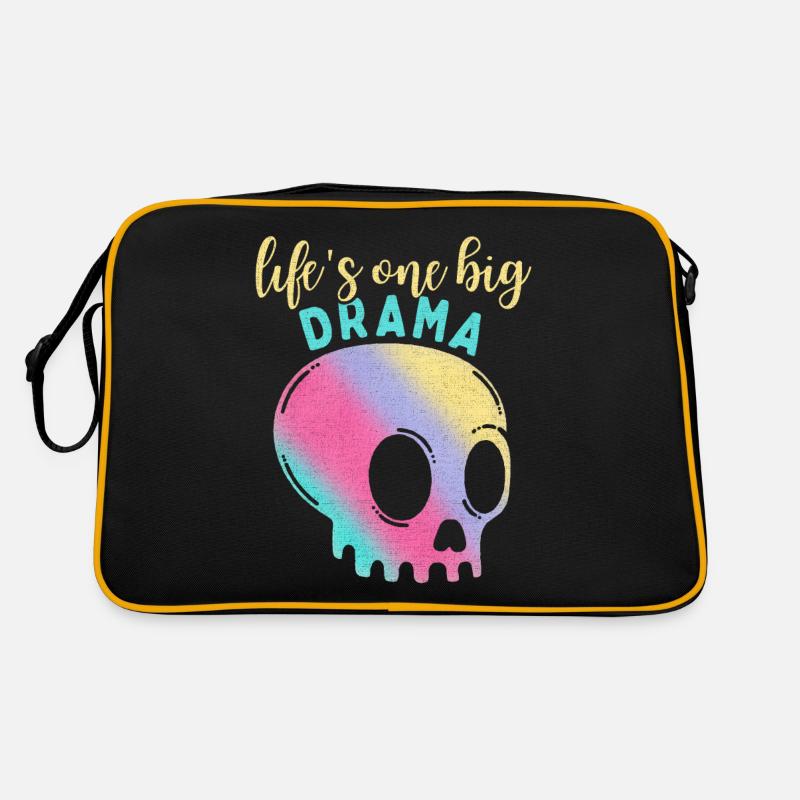 Lustiger Spruch Regenbogen Totenkopf im Comic Stil Retro Tasche