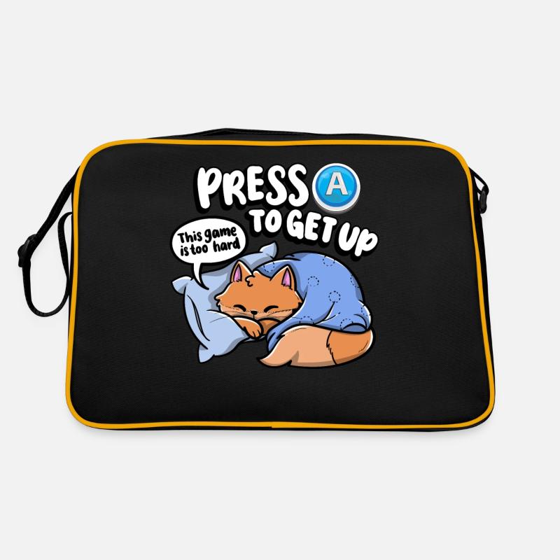 Press A To Stand Up Sleepy Kitten Funny Retro Bag