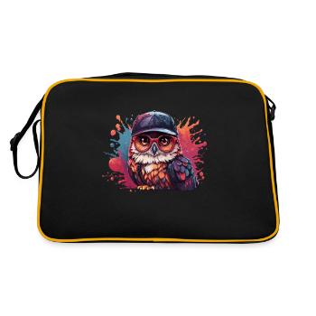Hibou Art animalier je chouette mignonne cool - Sac Retro - noir/or - Dos