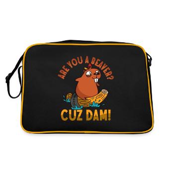 Are You A Beaver? Cuz Dam! Animal Rodent - Retro Bag - black/gold - Back