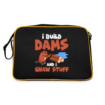 Je construis des barrages et je ronge des trucs rongeur castor animal - Sac Retro - noir/or - Dos