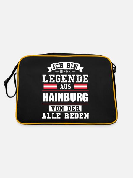 Stadt Hainburg Österreich Legende Spruch - Retro Tasche - Schwarz/Gold
