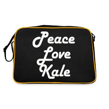 Cute Vegetarian Gift Vegan Quote Peace Love Kale - Retro Bag - black/gold - Back