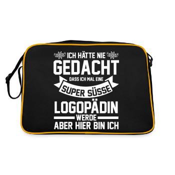 Logopädie Logopädin - Retro Tasche - Schwarz/Gold - Hinten