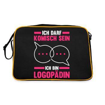 Logopädie Logopädin - Retro Tasche - Schwarz/Gold - Hinten