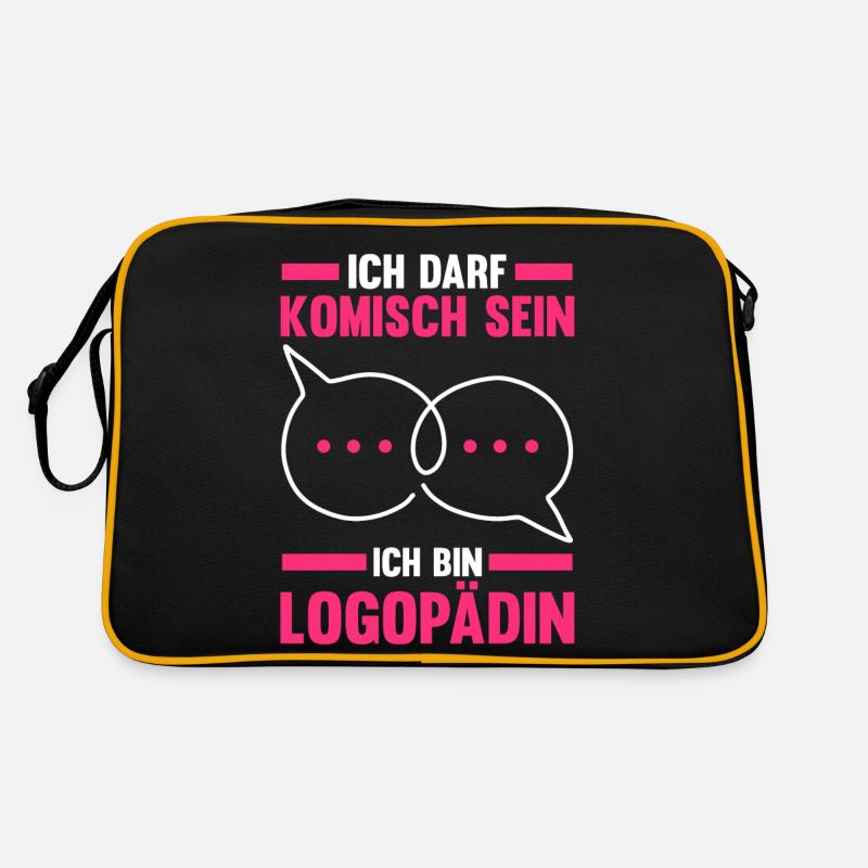 Logopädie Logopädin - Retro Tasche - Schwarz/Gold
