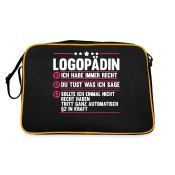 Logopädie Logopädin - Retro Tasche - Schwarz/Gold - Hinten