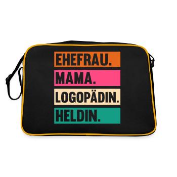 Mama Mutter Logopädie Logopädin - Retro Tasche - Schwarz/Gold - Hinten