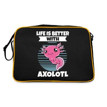 Lustiges Axolotl Süßes Axolotl - Retro Tasche - Schwarz/Gold - Hinten