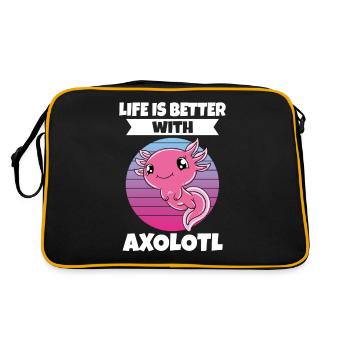 Lustiges Axolotl Süßes Axolotl - Retro Tasche - Schwarz/Gold - Hinten