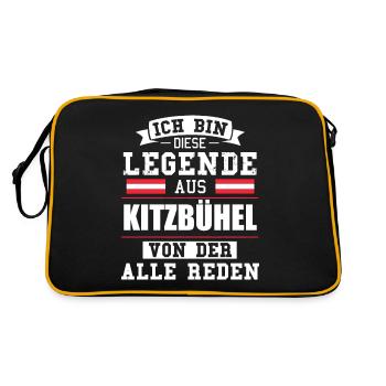 Stadt Kitzbühel Österreich Legende Spruch - Retro Tasche - Schwarz/Gold - Hinten