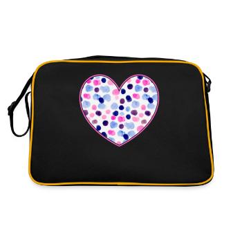 Blue Pink Polka Dot Heart International Dot - Retro Bag - black/gold - Back