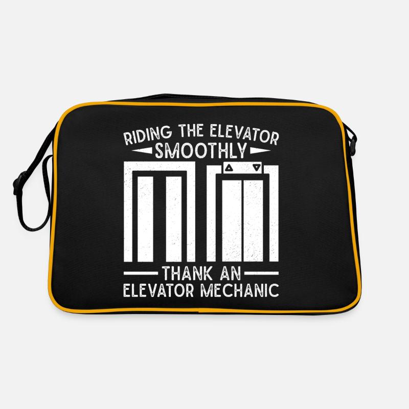 Funny Elevator Mechanic Riding Elevator Smoothly Retro Bag