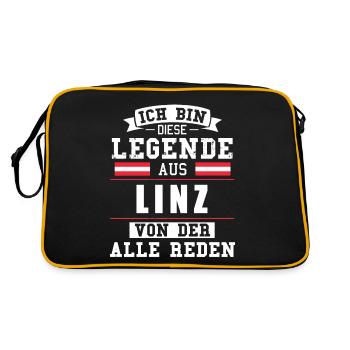 Stadt Linz Österreich Legende Spruch - Retro Tasche - Schwarz/Gold - Hinten